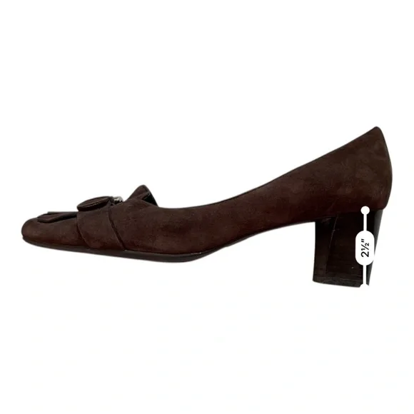 Vintage Etienne Aigner brown suede block heel pumps loafers - Picture 9 of 9